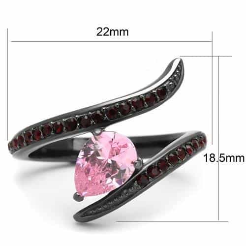 Stainless Steel Pink Marquise Garnet Bypass view 3