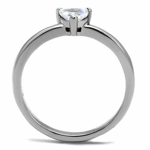 Stainless Steel CZ Trillion Heart Solitaire Thin Band Ring view 5