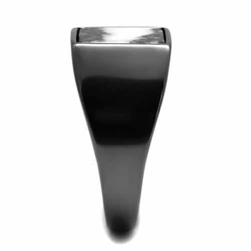Stainless Steel Dark Gunmetal White Howlite Square Inlay Ring view 7