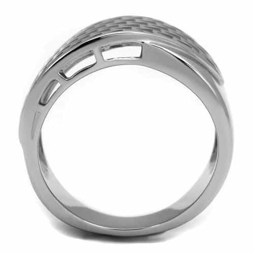 Stainless Steel Polished Black Triangle Pattern Dome Signet Ring view 5