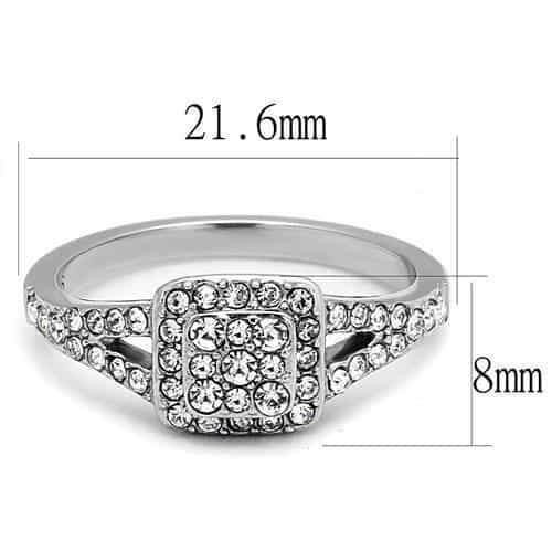 Stainless Steel CZ Cushion Cut Halo Pave Ring view 3