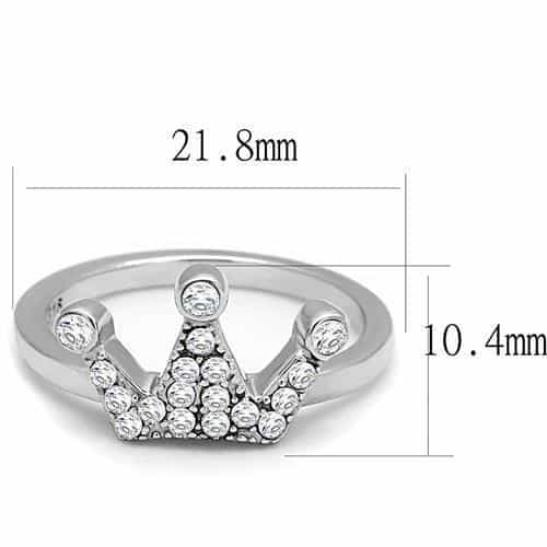Stainless Steel CZ Pave Crown Tiara Ring view 3
