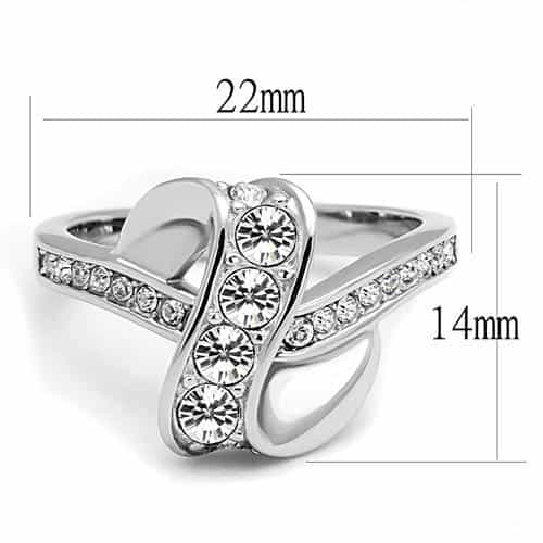 Stainless Steel CZ Pave Infinity Twist Bypass Ring view 3