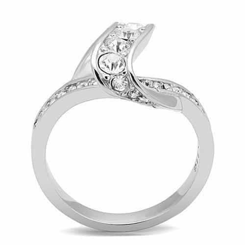 Stainless Steel CZ Pave Infinity Twist Bypass Ring view 5