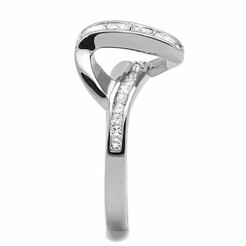 Stainless Steel CZ Pave Infinity Twist Bypass Ring view 7
