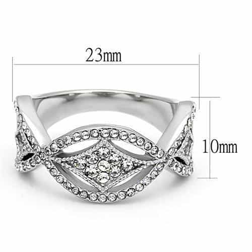 Stainless Steel CZ Pave Bow Crossover Ring view 3