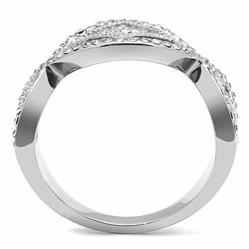 Stainless Steel CZ Pave Bow Crossover Ring view 5