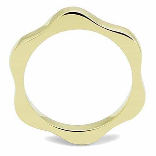 Stainless Steel Gold IP Polished Wavy Scallop Band Ring view 5