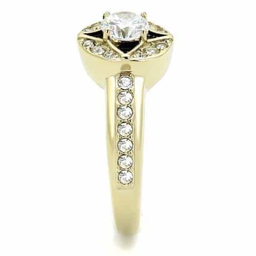 Stainless Steel Gold IP CZ Round Star of David Pave Ring view 7