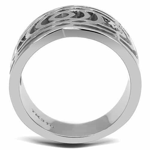 Stainless Steel Polished Rose Flower Cutout Wide Band Ring view 5