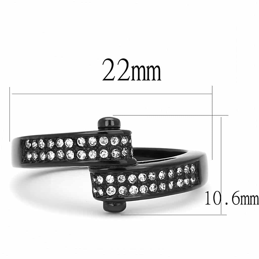 Stainless Steel Dark Gunmetal CZ Princess Pave Cluster Ring view 3