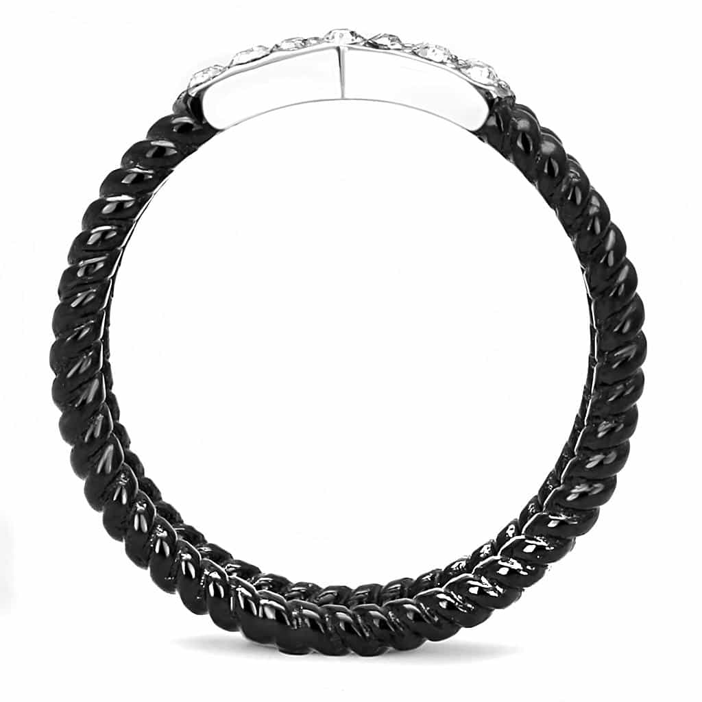 Stainless Steel Black IP CZ Pave Chevron Twisted Rope Stack Ring view 5