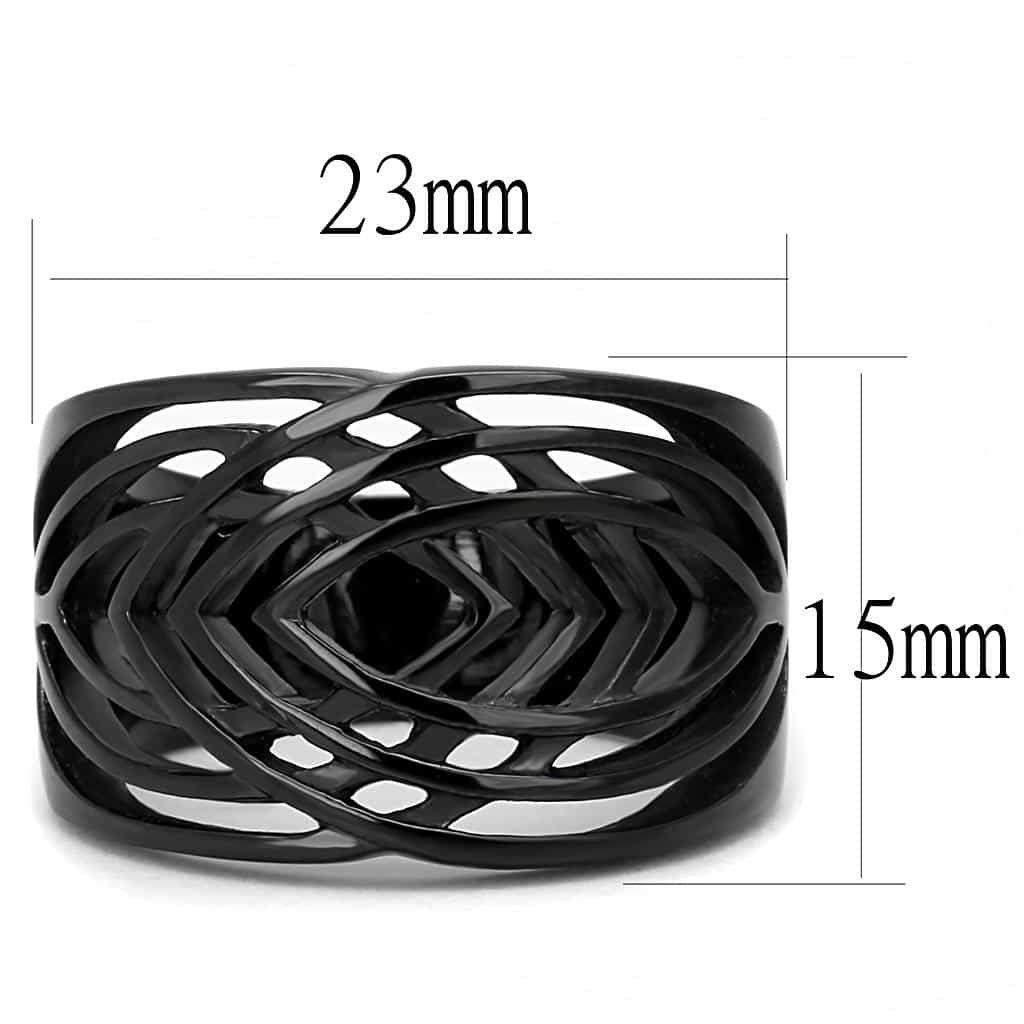 Stainless Steel Black IP Polished Open Weave Cutout Wide Ring view 3