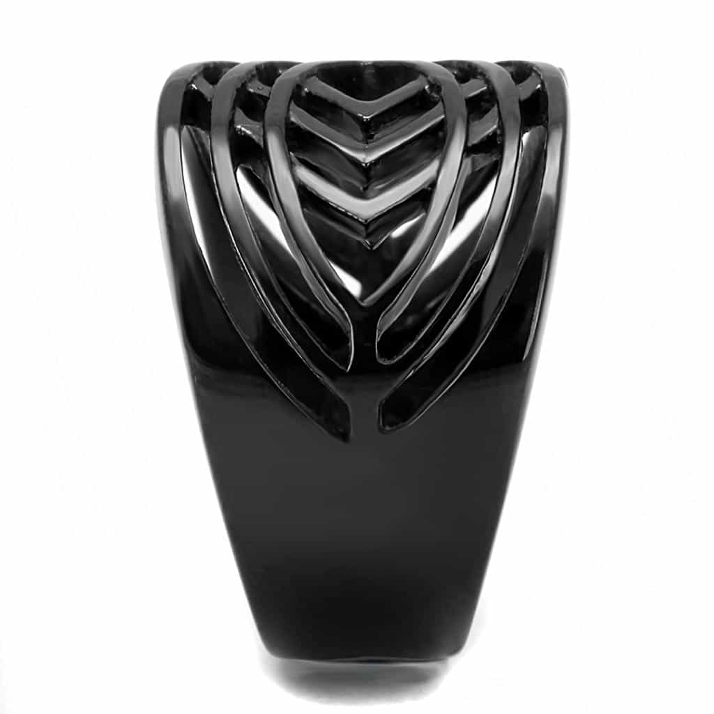 Stainless Steel Black IP Polished Open Weave Cutout Wide Ring view 7