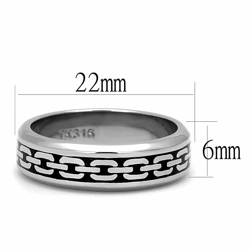 Stainless Steel Polished Greek Key Chain Pattern Spinner Ring view 3