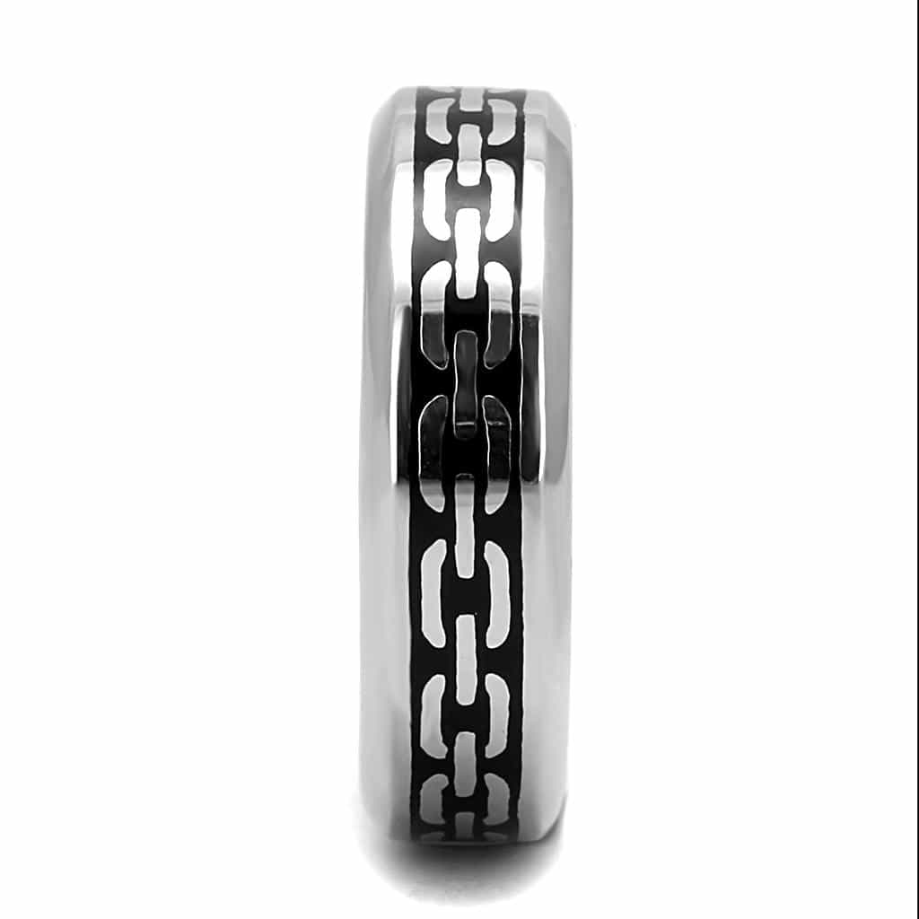Stainless Steel Polished Greek Key Chain Pattern Spinner Ring view 7