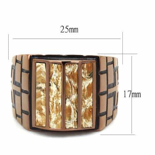 Stainless Steel Coffee Brown IP Jasper Stone Strip Channel Ring view 3