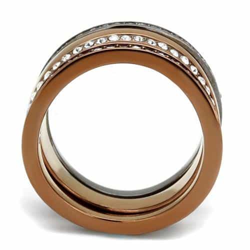 Stainless Steel Coffee Brown IP CZ Channel Pave Stack Ring view 5