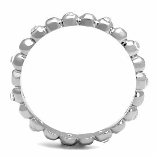 Stainless Steel CZ Single Bezel Polished Bead Eternity Ring view 5