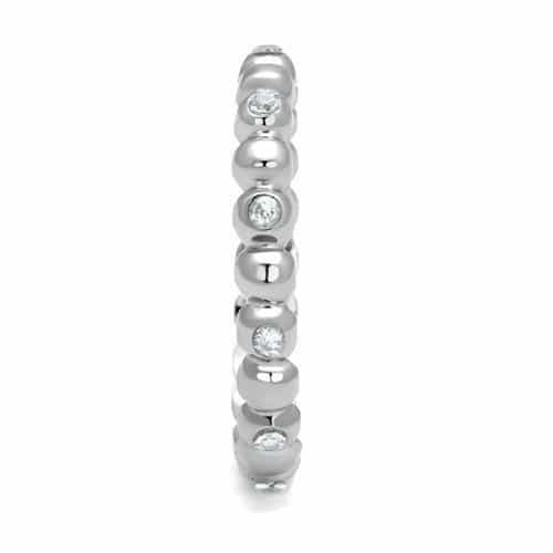 Stainless Steel CZ Single Bezel Polished Bead Eternity Ring view 7