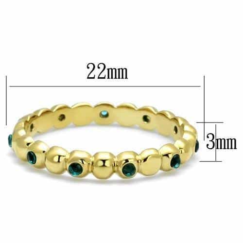 Stainless Steel Gold IP Blue Zircon CZ Bezel Bead Eternity Ring view 3