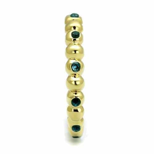 Stainless Steel Gold IP Blue Zircon CZ Bezel Bead Eternity Ring view 7
