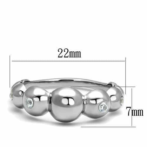 Stainless Steel White Pearl CZ Bezel Bead Ring view 3