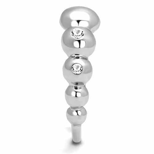 Stainless Steel White Pearl CZ Bezel Bead Ring view 7