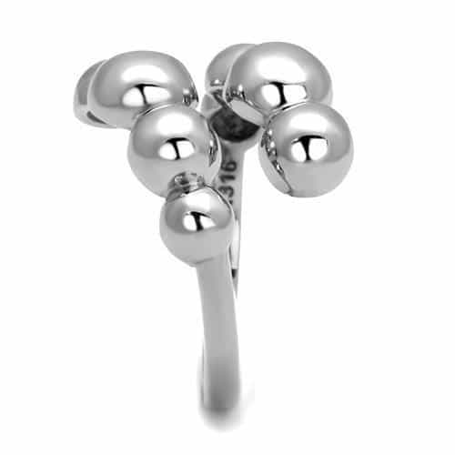 Stainless Steel Silver Polished Triple Ball Open Ring view 7