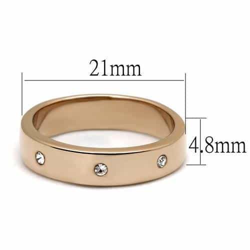 Stainless Steel Gold IP CZ Flush Set Polished Wide Band Ring view 3