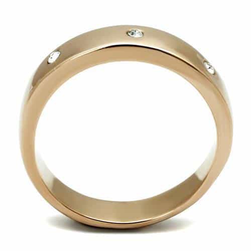 Stainless Steel Gold IP CZ Flush Set Polished Wide Band Ring view 5