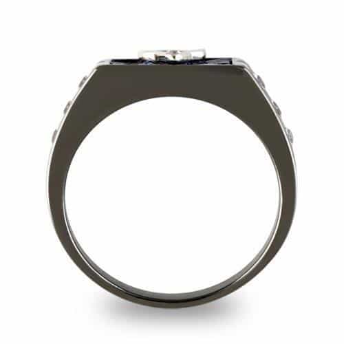Stainless Steel Blue Lapis Lazuli Masonic Compass Square Ring view 5