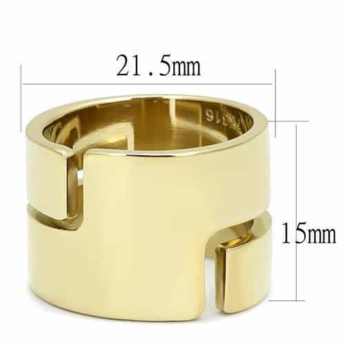 Stainless Steel Two-Tone Gold Silver Wide Polished Open Cuff Ring view 3