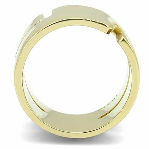 Stainless Steel Two-Tone Gold Silver Wide Polished Open Cuff Ring view 5