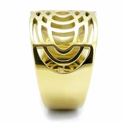 Stainless Steel Gold IP Rose Cutout Filigree Dome Ring view 7