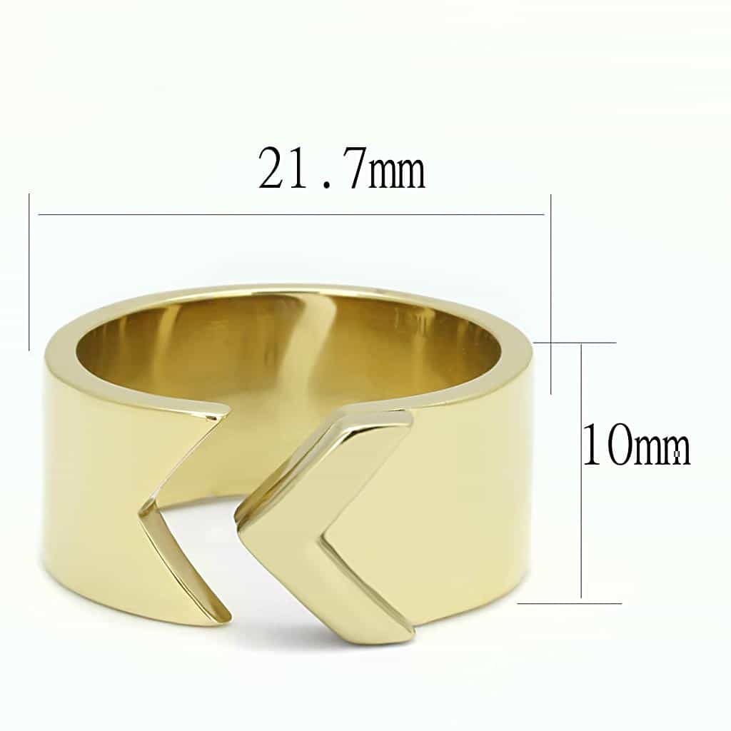 Stainless Steel Gold IP Polished Chevron Wide Cuff Band Ring view 3