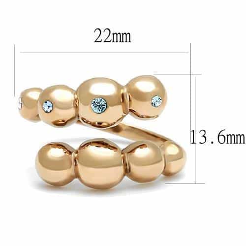 Stainless Steel Rose Gold IP Bubble Ball CZ Bezel Cluster Ring view 3