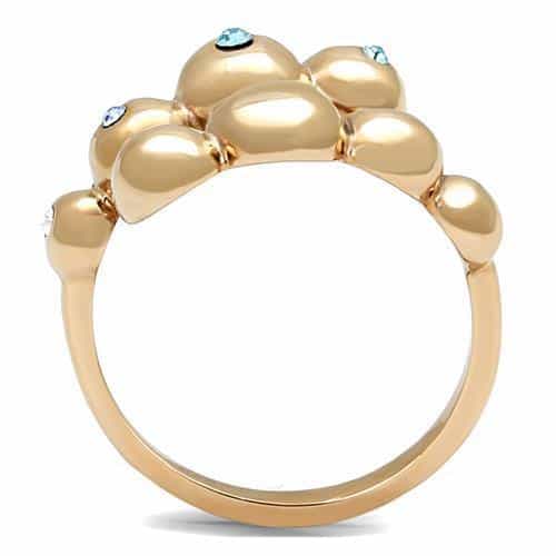Stainless Steel Rose Gold IP Bubble Ball CZ Bezel Cluster Ring view 5