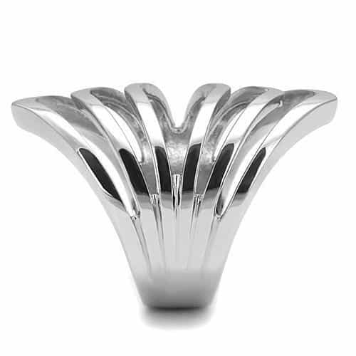 Stainless Steel Silver Polished Angular Cutout Layered Wide Ring view 7