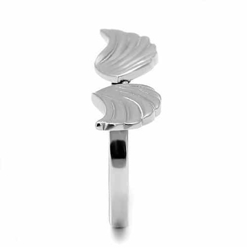 Stainless Steel Silver Polished Angel Wing Open Bypass Ring view 7