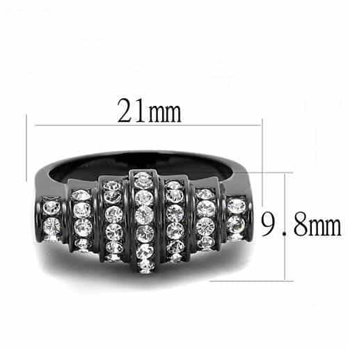 Stainless Steel Black IP CZ Pave Multi Row Spiral Wide Band Ring view 3