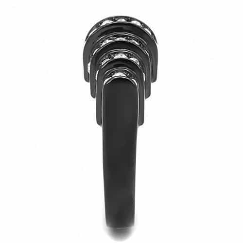 Stainless Steel Black IP CZ Pave Multi Row Spiral Wide Band Ring view 7