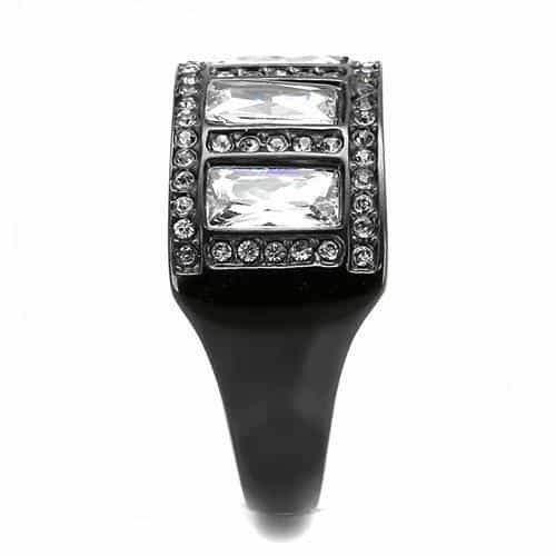 Stainless Steel Black IP CZ Baguette Channel Pave Wide Band Ring view 7
