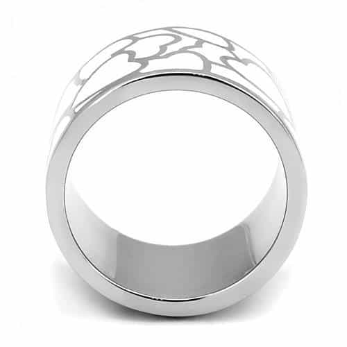 Stainless Steel White Enamel Heart Giraffe Spot Wide Band Ring view 5