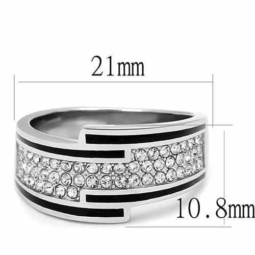 Stainless Steel CZ Pave Greek Key Cutout Two-Tone Wide Band Ring view 3