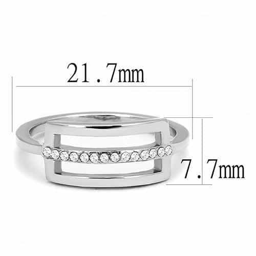 Stainless Steel Silver CZ Channel Double Bar Open Parallel Ring view 3