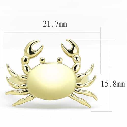 Stainless Steel Gold IP Polished Crab Sea Creature Ring view 3