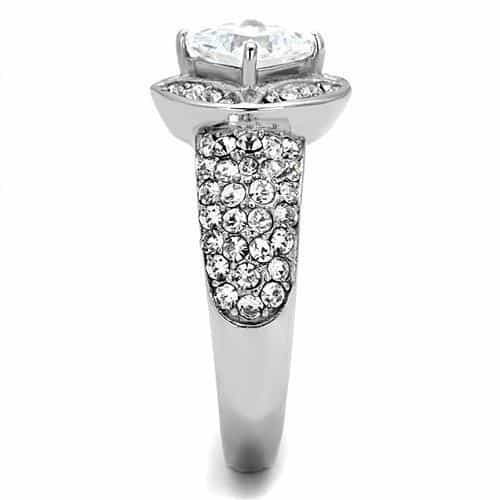 Stainless Steel CZ Princess Square Celtic Knot Pave Halo Ring view 7