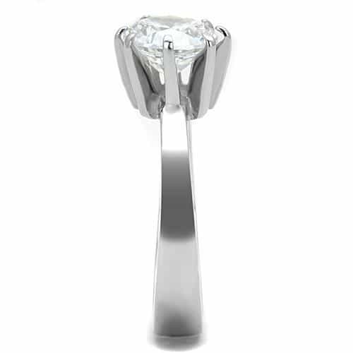 Stainless Steel CZ Round Pave Six Prong Solitaire Ring view 7