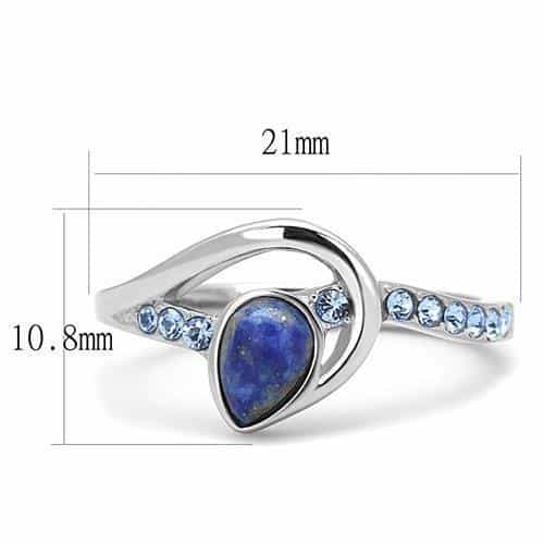 Stainless Steel Lapis Lazuli Pear Blue CZ Channel Bypass Ring view 3